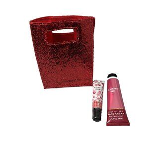 Bath and‎ Body Works Body Care Set Forever Red Shea Butter Bubbly Rose Lip Gloss